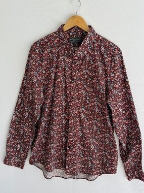 PAISLEY & GRAY Men’s XXL Slim Fit Burgundy Paisley Floral Print Button Front